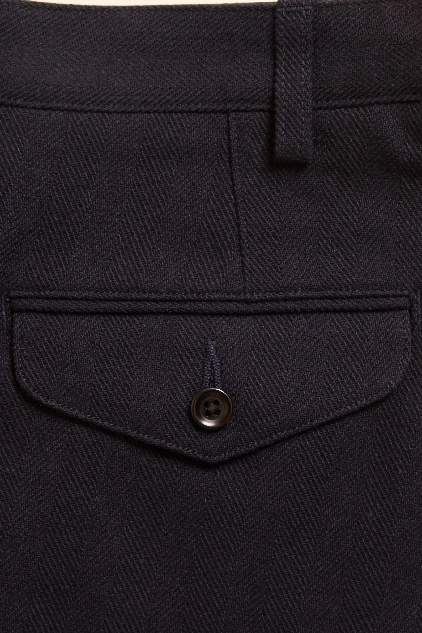 Navy Single Pleated Herringbone Army Trousers - Addiction Clothing