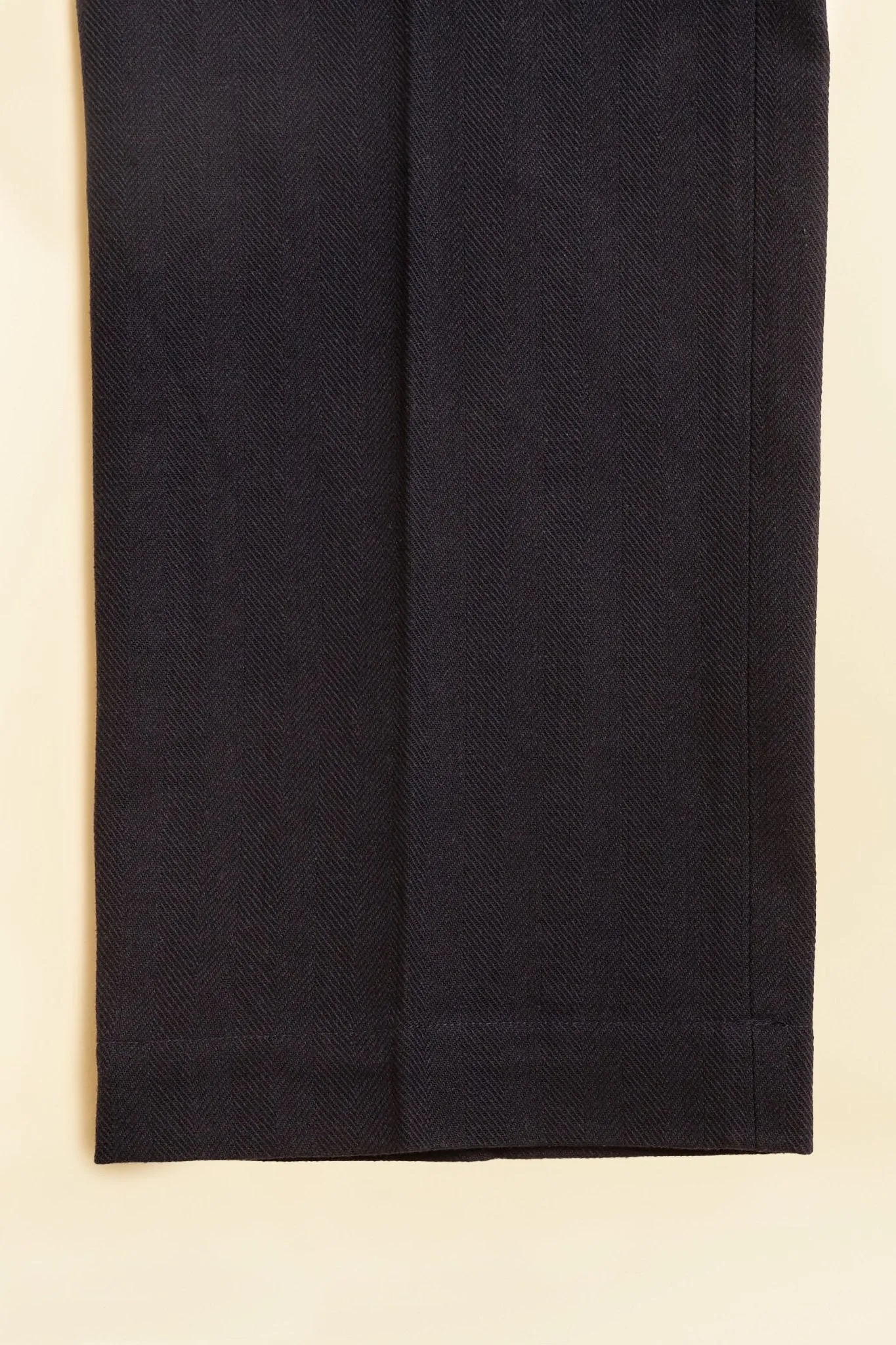 Navy Single Pleated Herringbone Army Trousers - Addiction Clothing