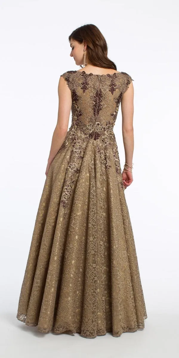 All Over Lace Metallic Applique Beaded Dress