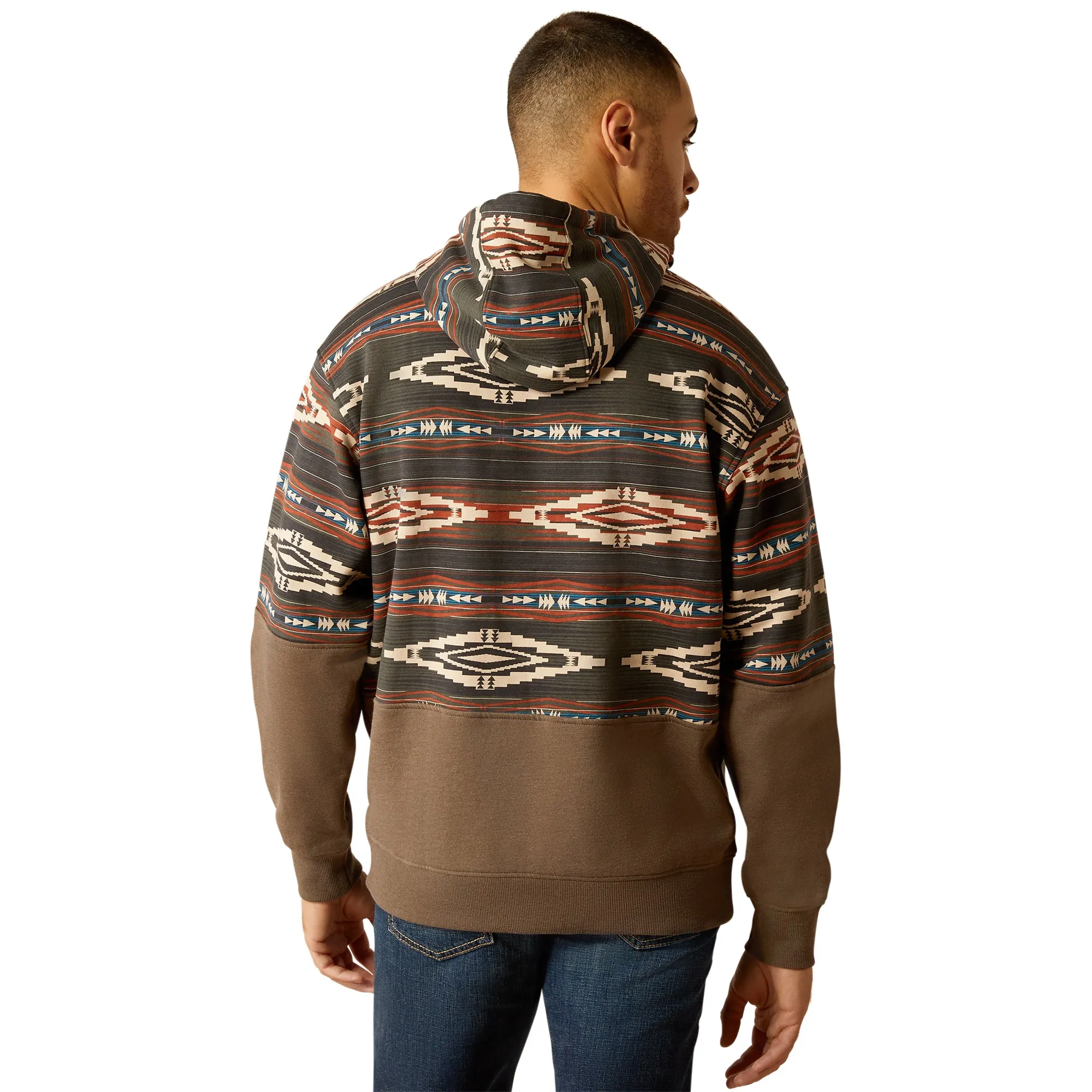 ARIAT HOODIE BLOCK BRINDLE