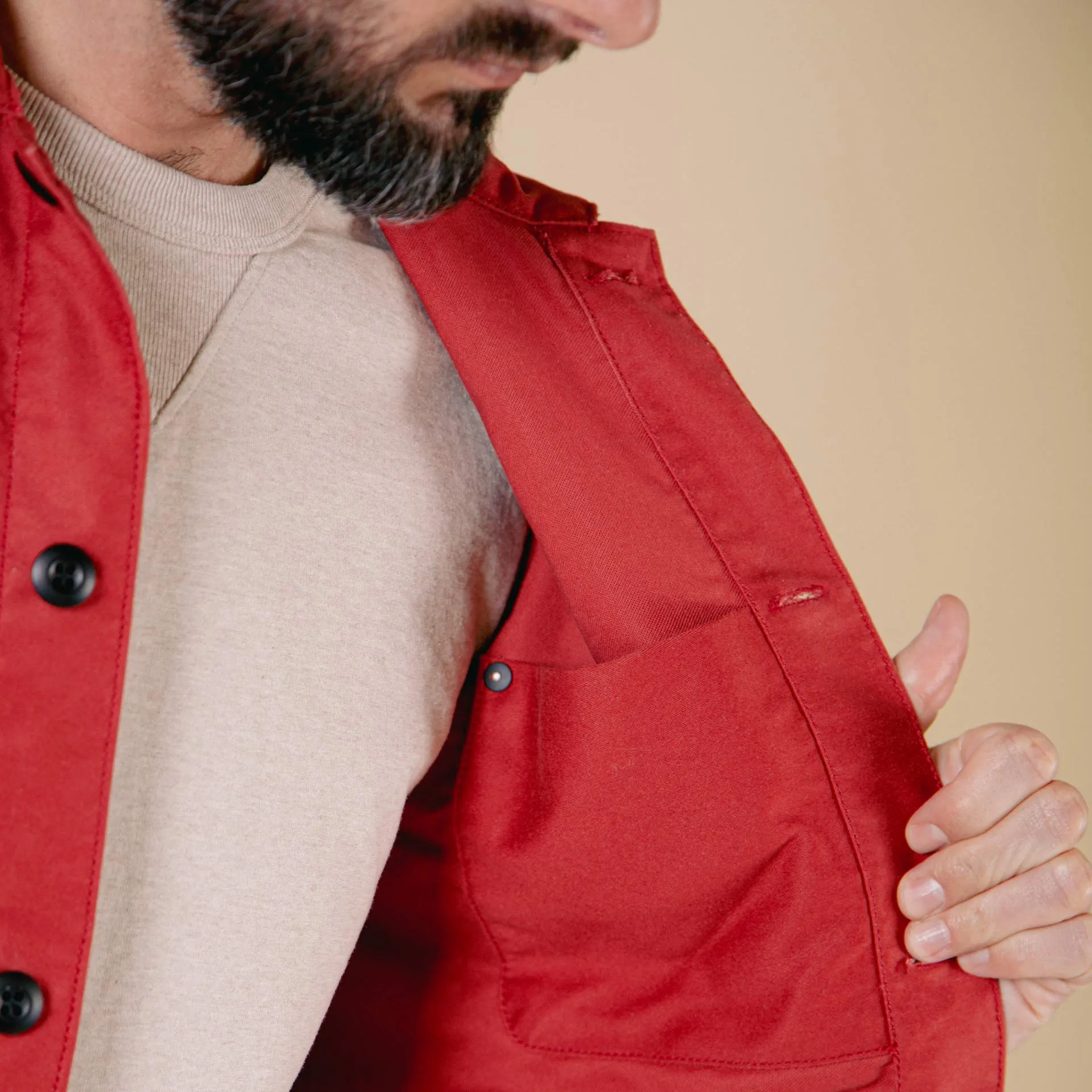 BWJ-01 WORKER JACKET 12 oz. red moleskin