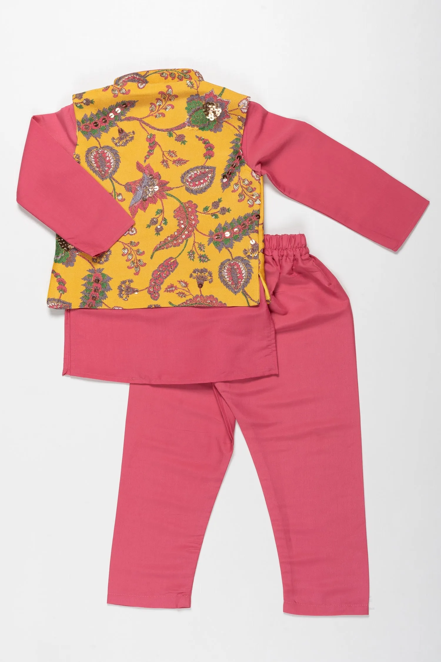 Ceremonial Marigold Majesty: Boys Festive Kurta & Pant Set