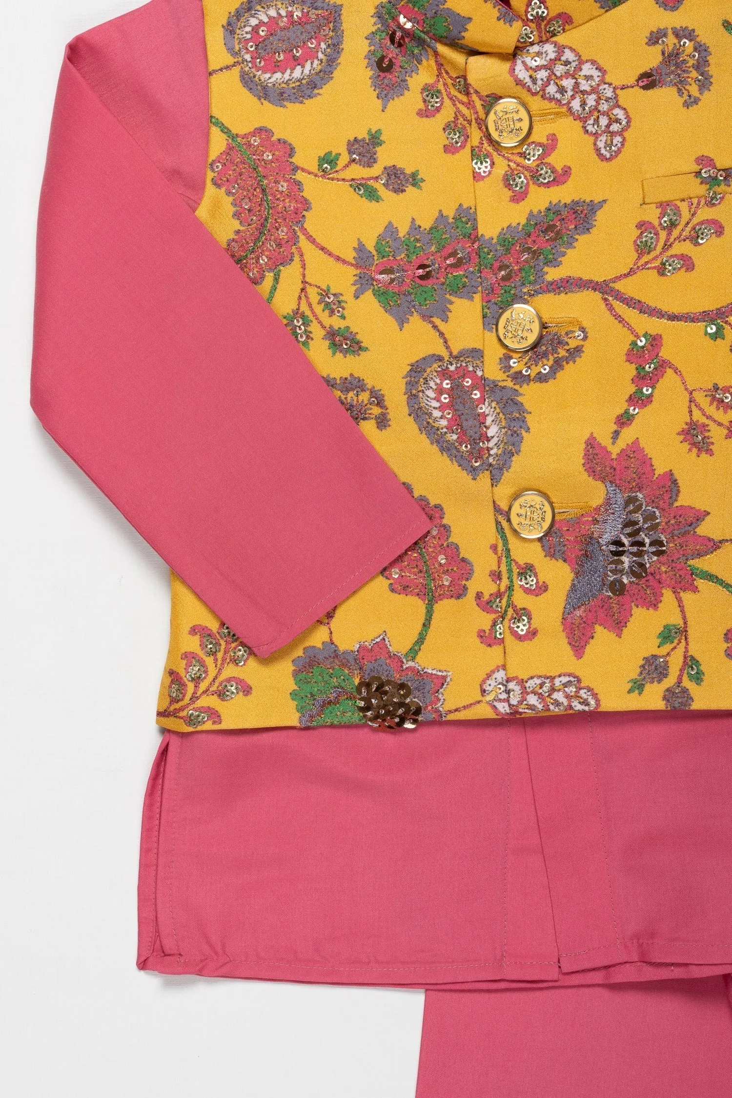 Ceremonial Marigold Majesty: Boys Festive Kurta & Pant Set