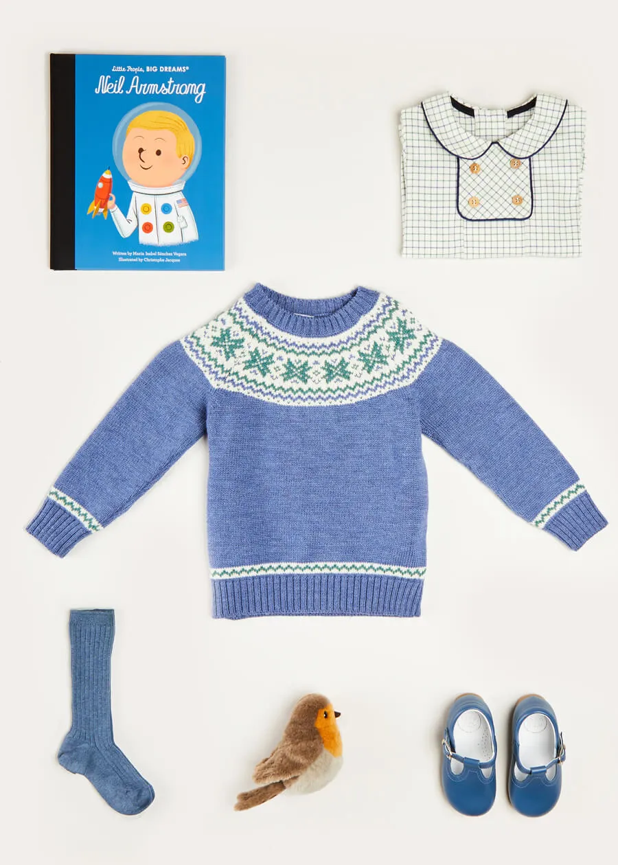 Classic Fair Isle Merino Gift Set in Blue