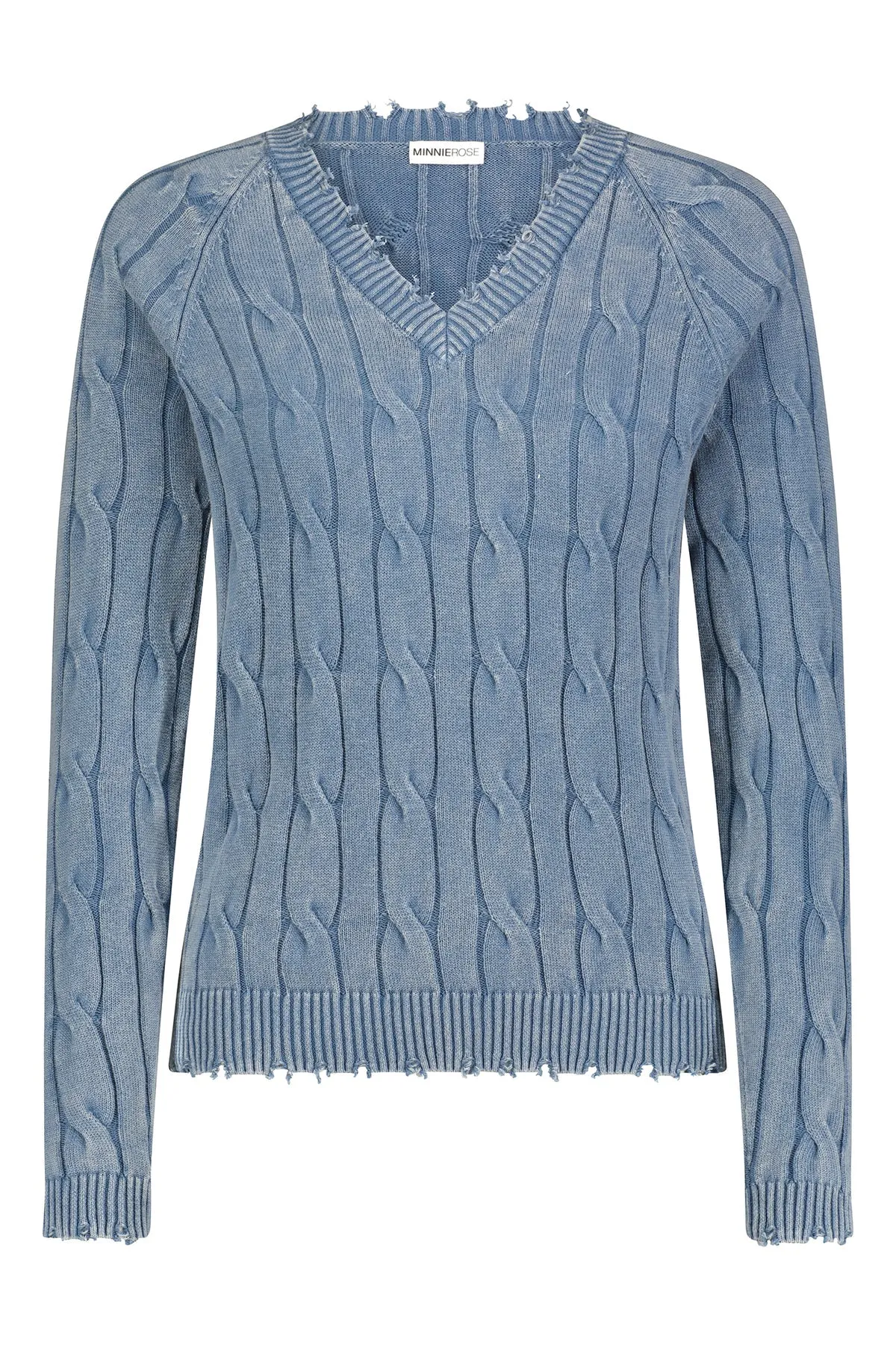 Cotton Cable V Neck Sweater