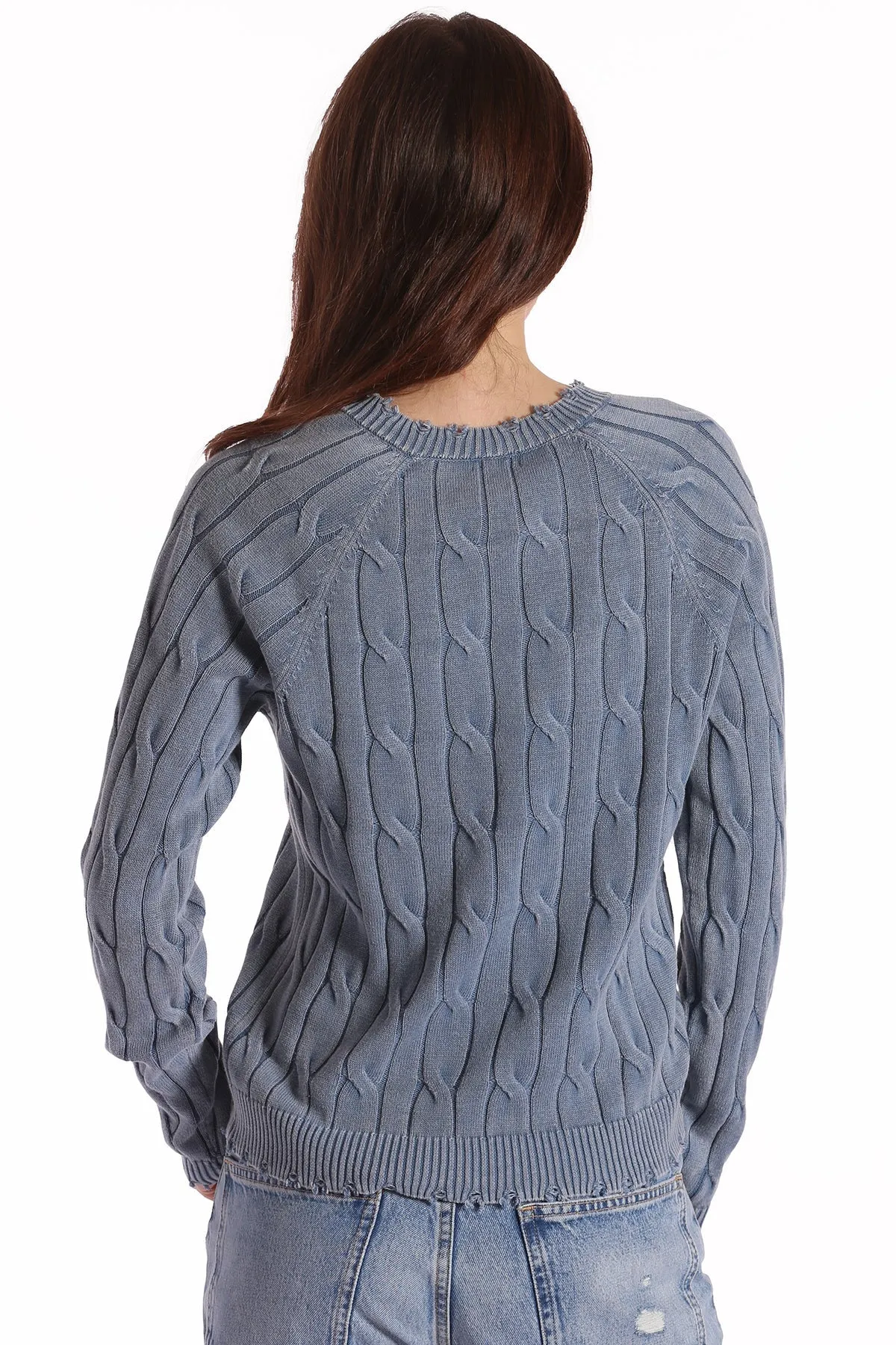 Cotton Cable V Neck Sweater