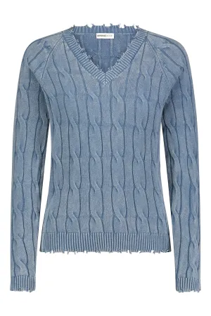 Cotton Cable V Neck Sweater