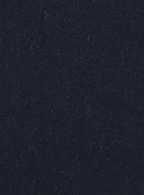 Deep Blue Herringbone Tweed Overcoat