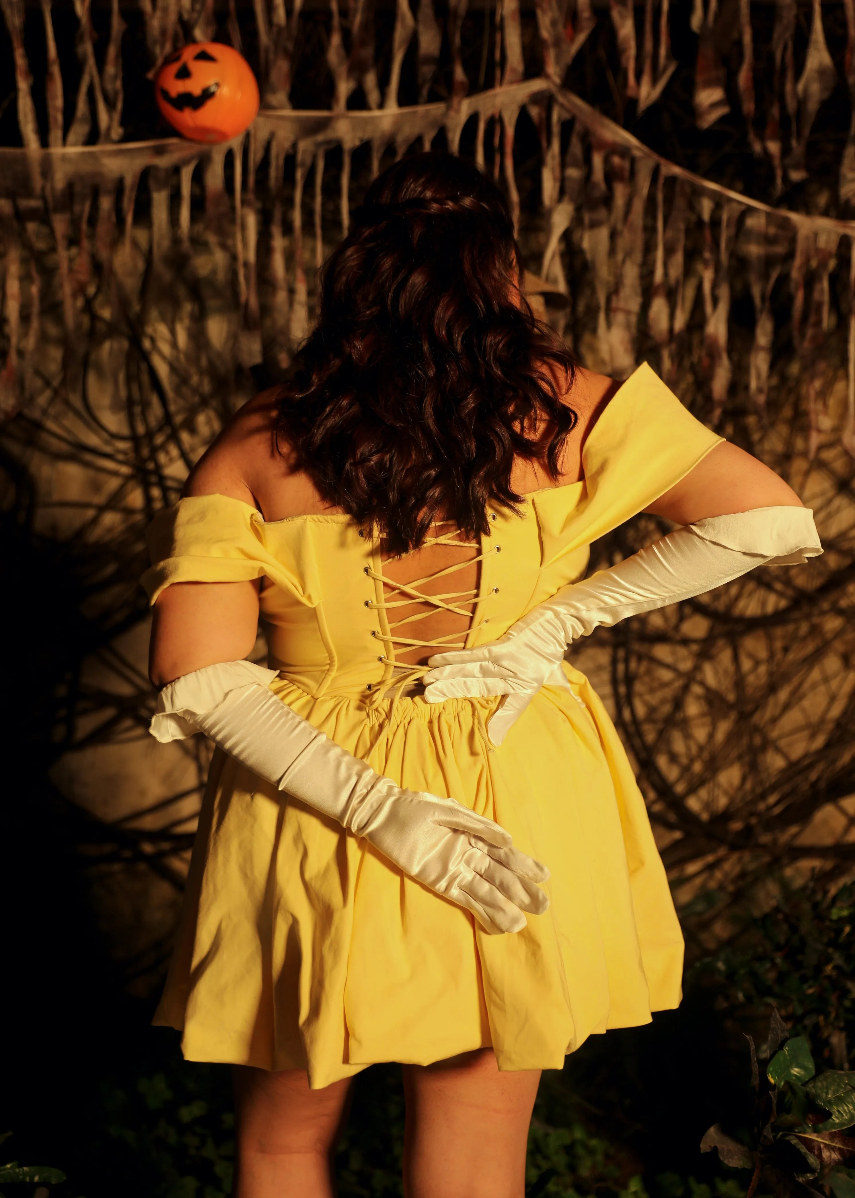 Eleanor Yellow Embroidered Corset Mini Dress