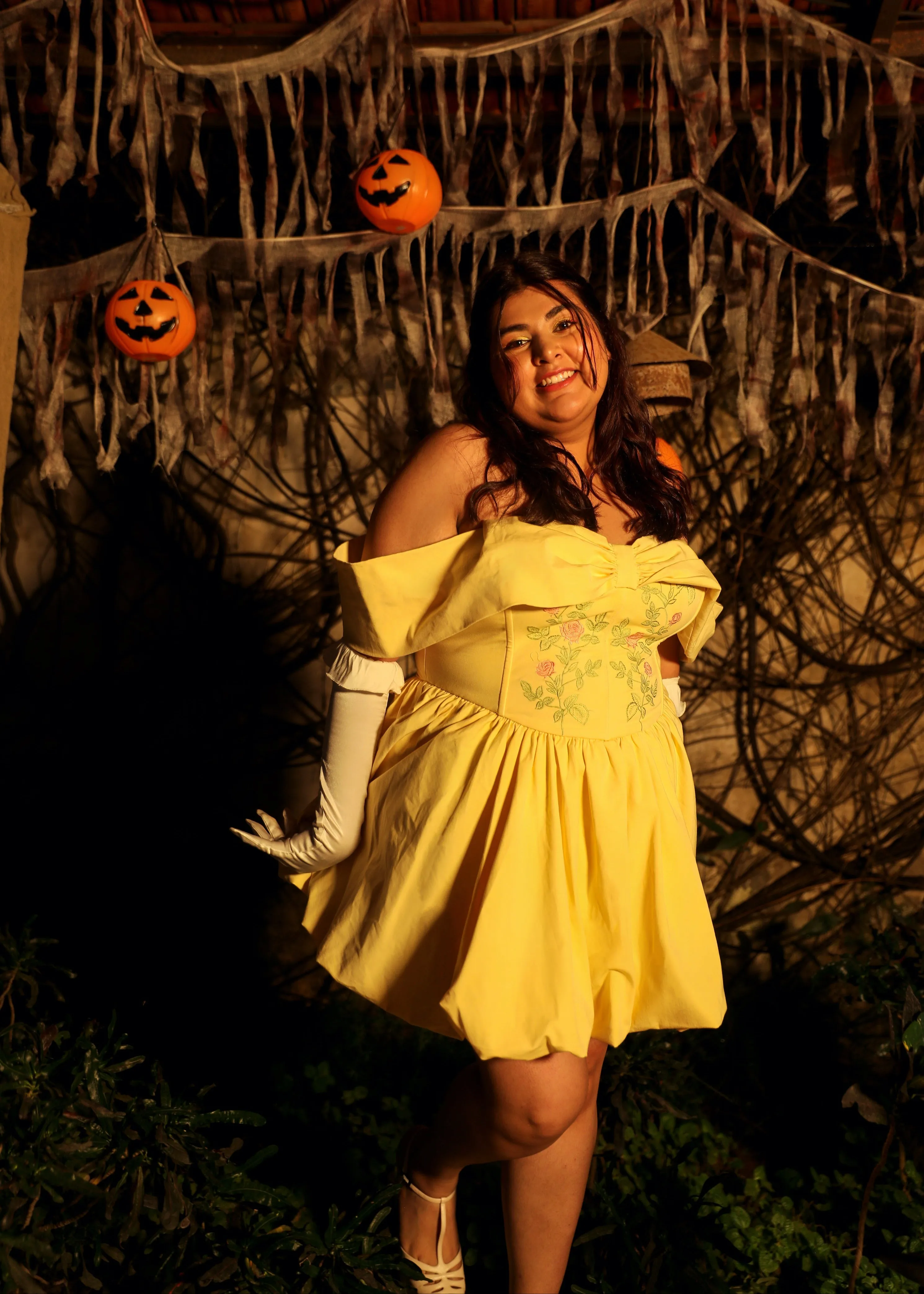 Eleanor Yellow Embroidered Corset Mini Dress