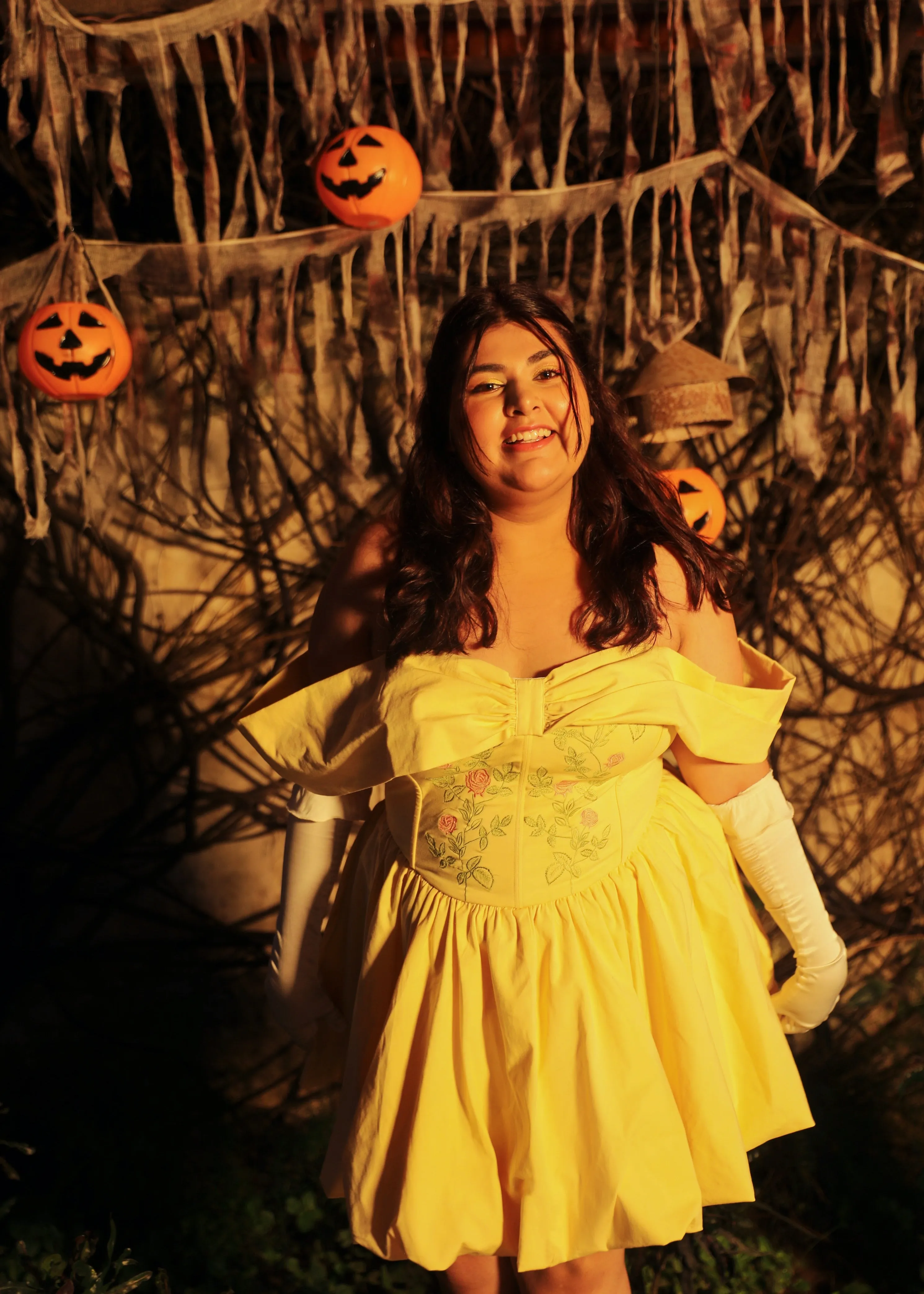 Eleanor Yellow Embroidered Corset Mini Dress