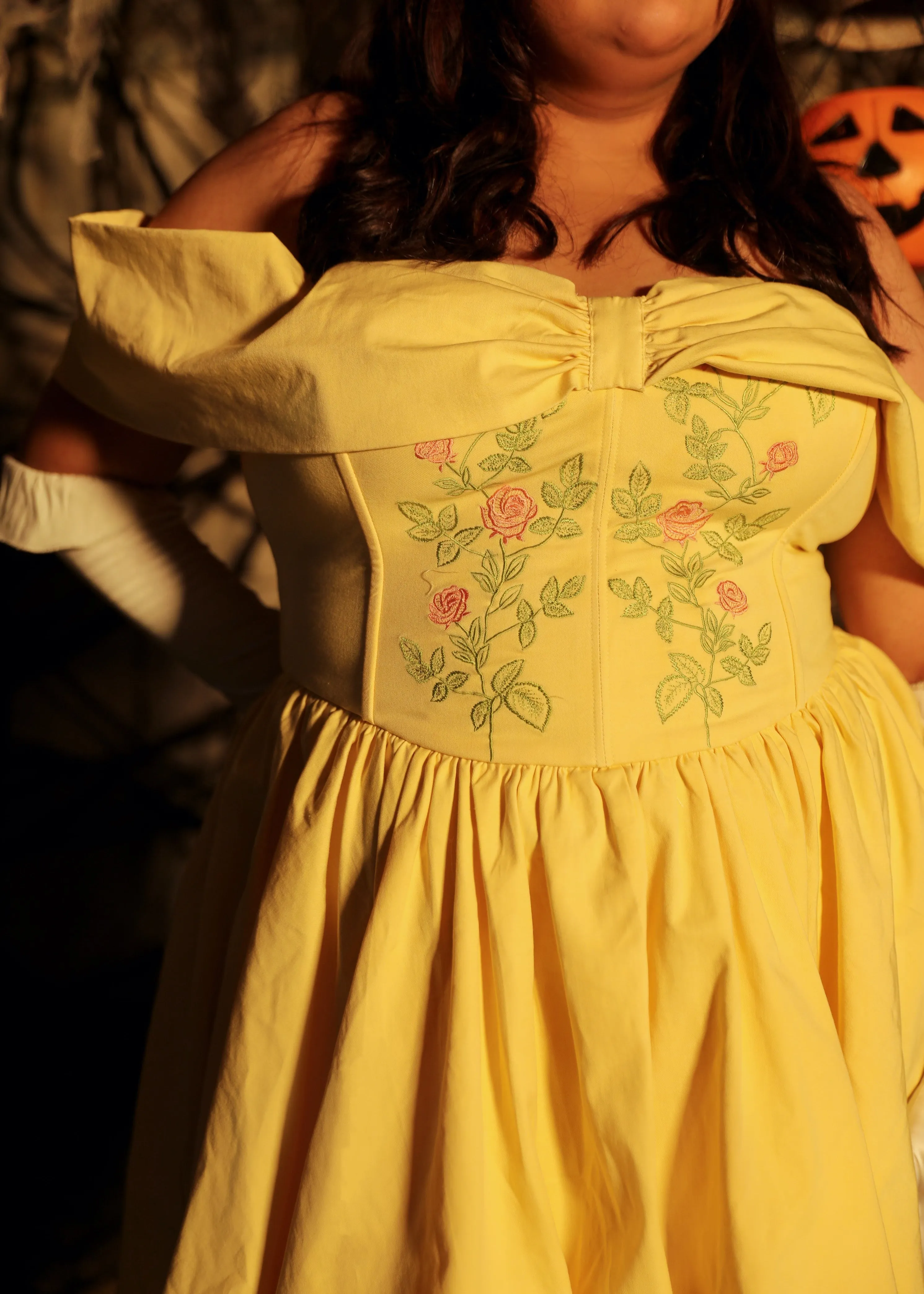 Eleanor Yellow Embroidered Corset Mini Dress