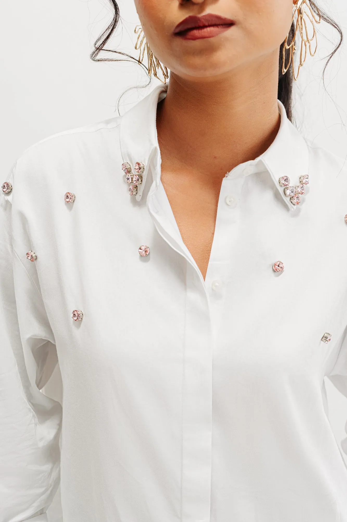 Festive Collar Rhinestone Shirt