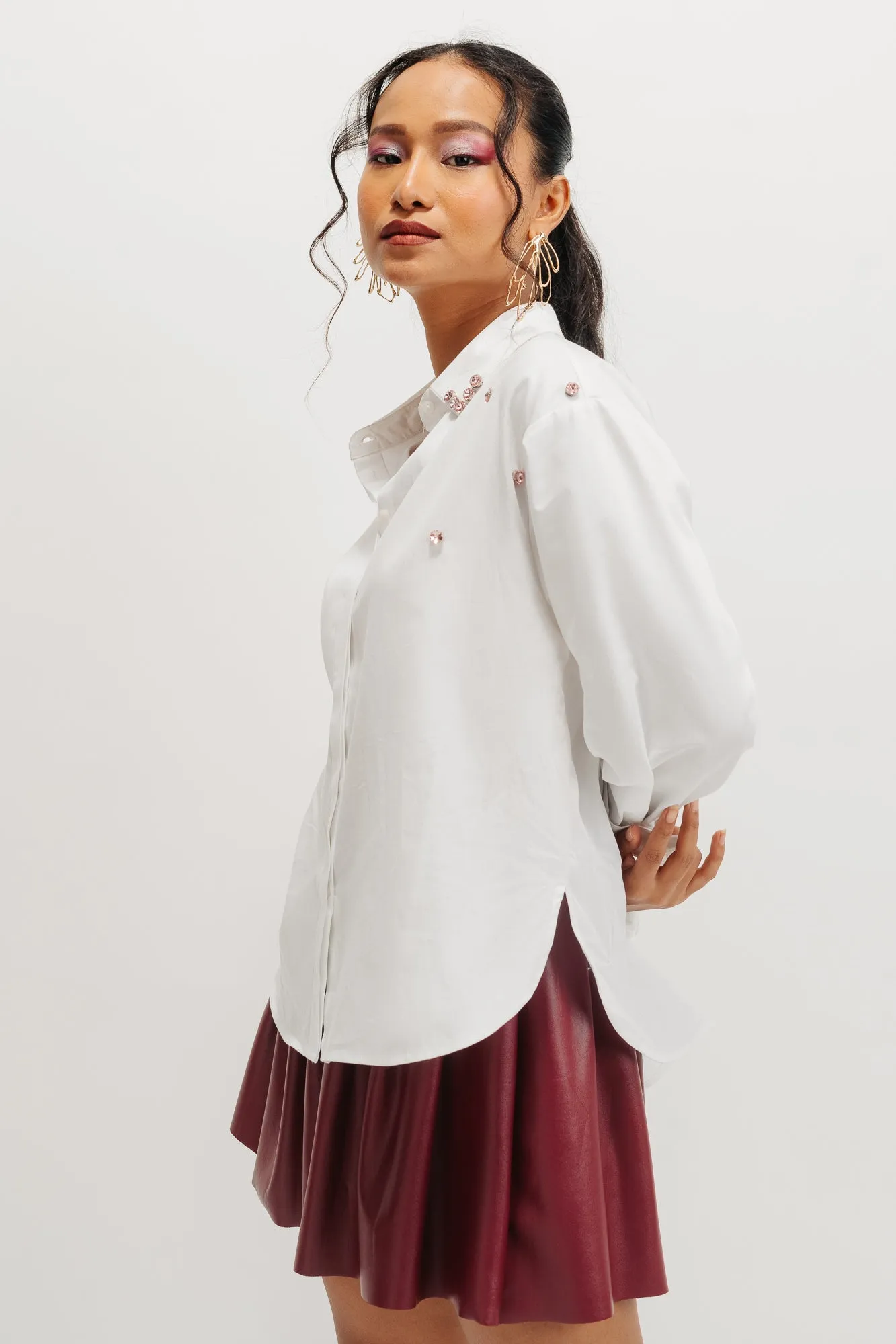 Festive Collar Rhinestone Shirt