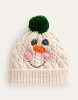 Festive Knitted Beanie-Snowman