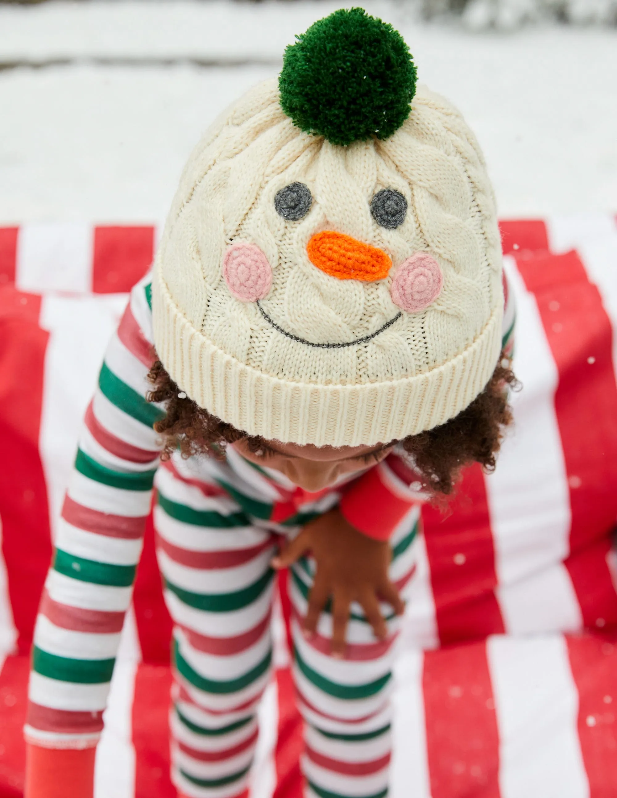 Festive Knitted Beanie-Snowman