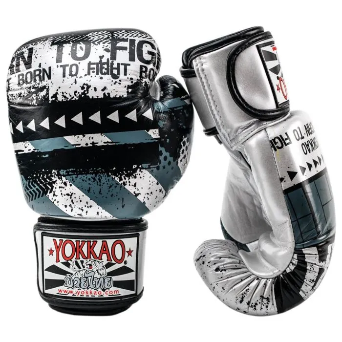 HUSTLE SILVER/BLACK MUAY THAI GLOVES