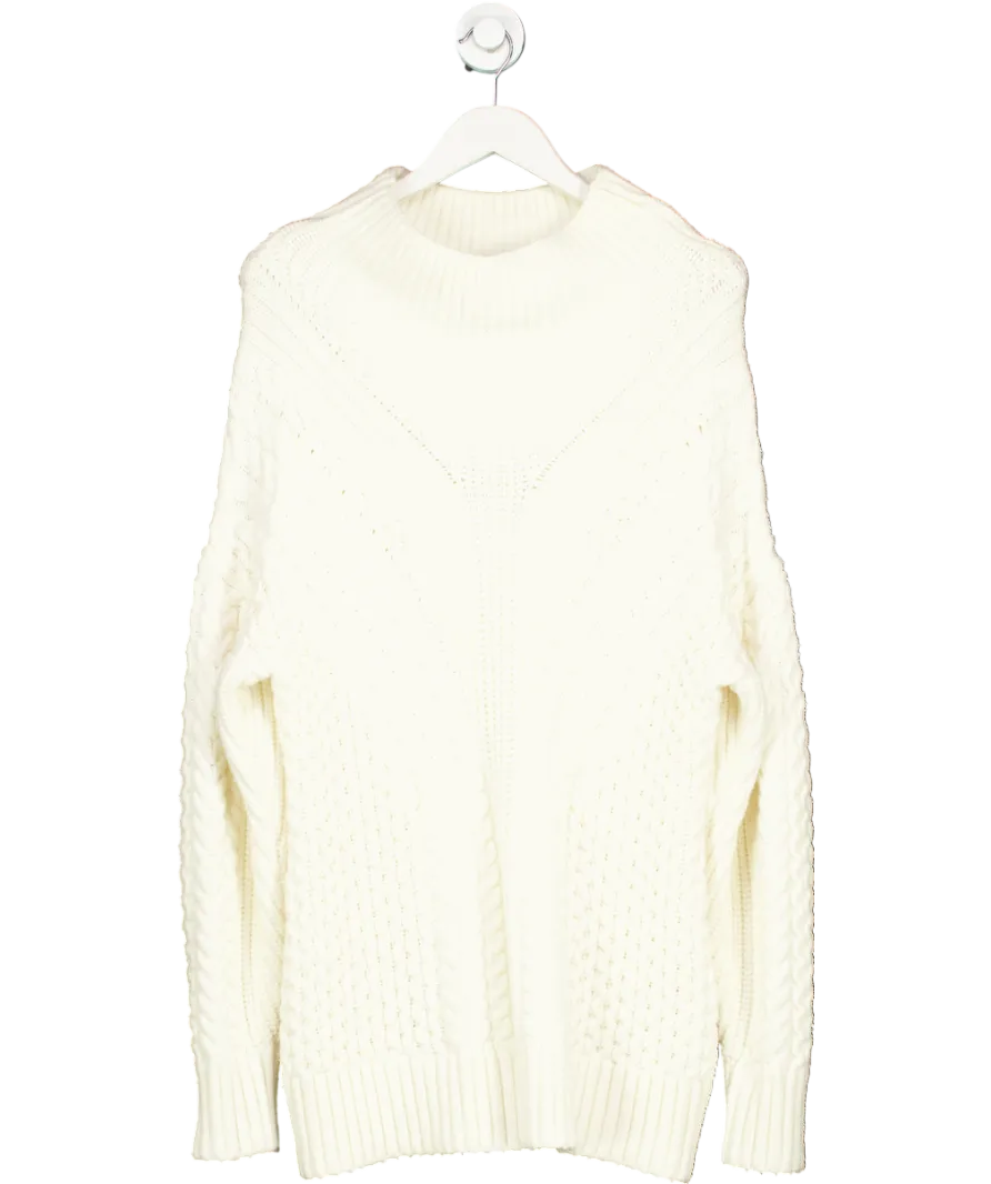 Karen Millen Cream Cable Knit Balloon Sleeve Jumper UK M