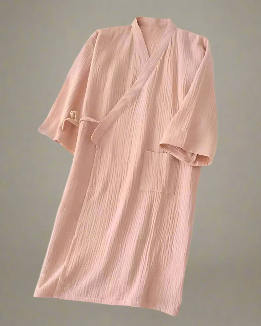 Kimono Dressing Gown - Japanese Inspired Cotton Robe