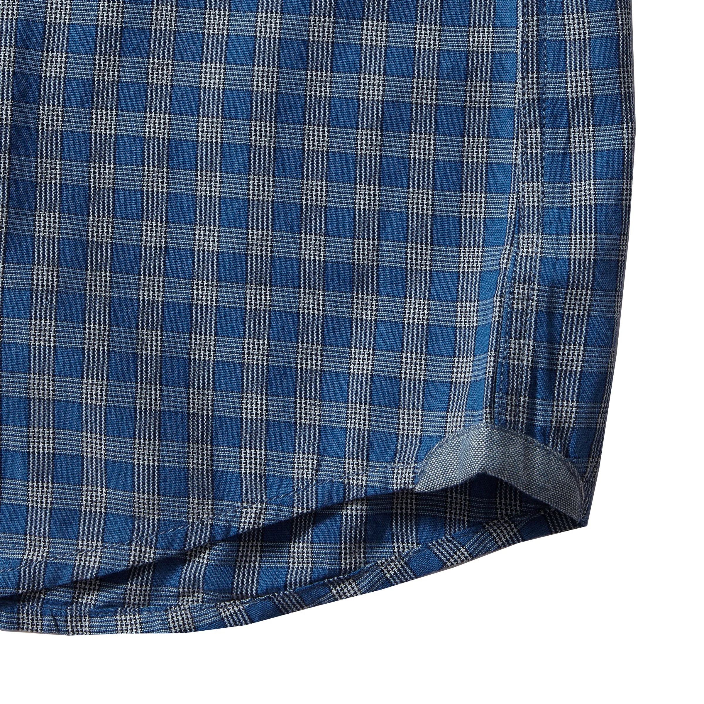 Malcolm Indigo Check Long Sleeve Shirt - Mood Indigo China Blue (Final Sale)