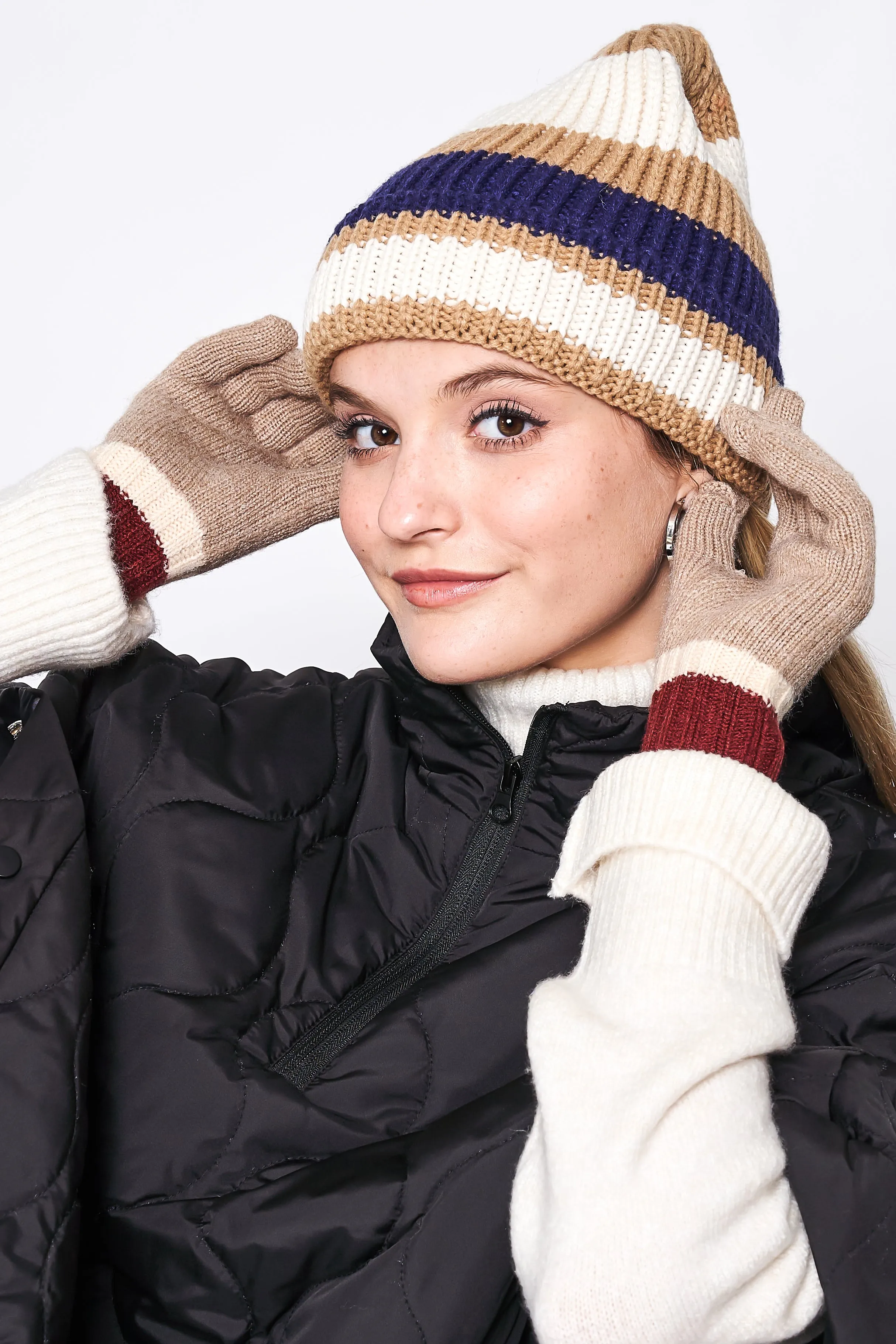 Multicolor Long Knit Gloves