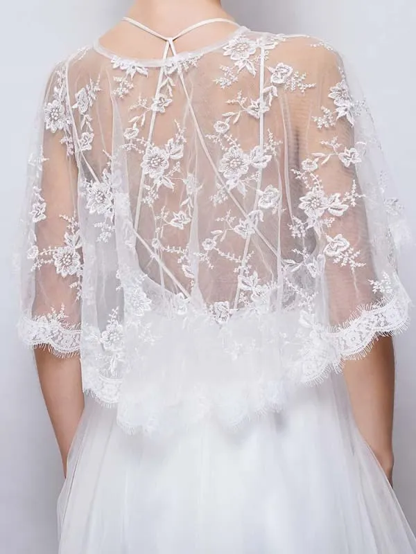 New Embroidered Lace Summer Cape Wedding Wraps | Bridelily