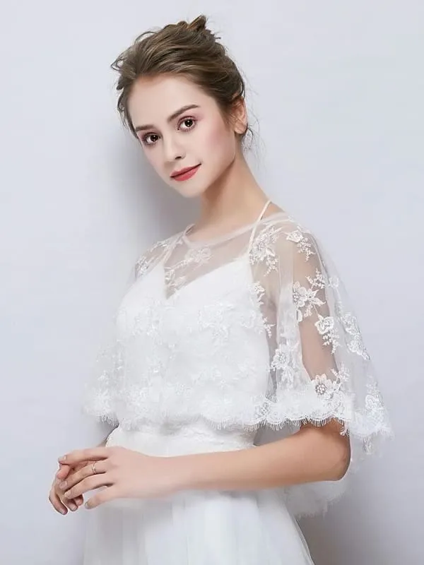 New Embroidered Lace Summer Cape Wedding Wraps | Bridelily
