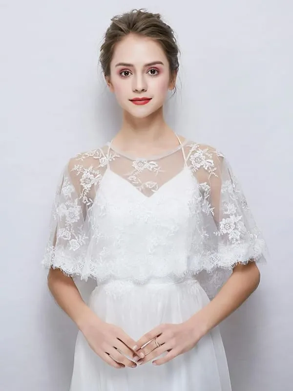New Embroidered Lace Summer Cape Wedding Wraps | Bridelily