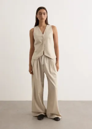 Pinstripe Wool Drawstring Pants