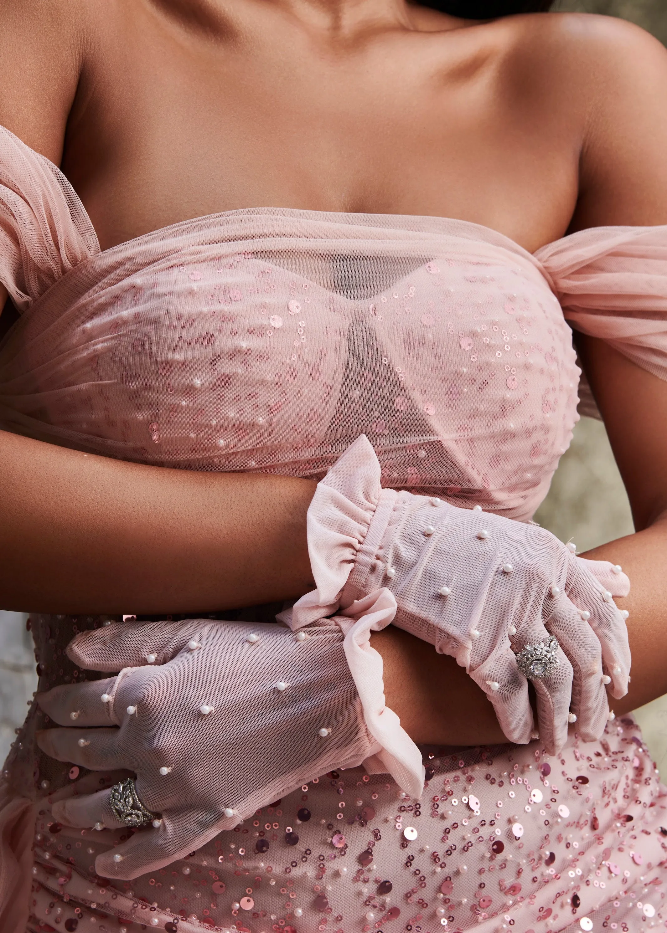 Portia Pink Embroidered Corset Gown