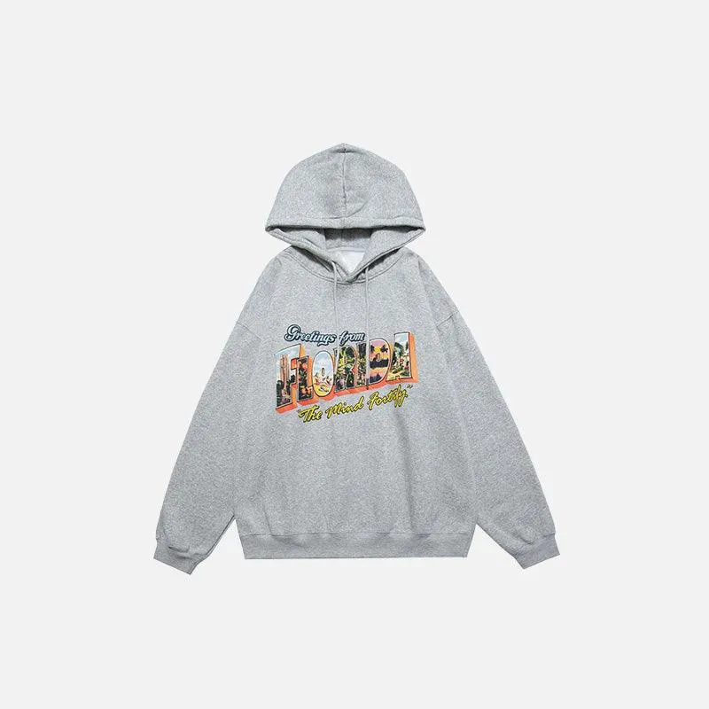 "Florida" Fleece Letter Print Hoodie