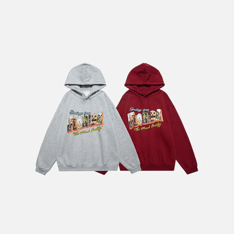 "Florida" Fleece Letter Print Hoodie