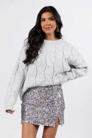Steer Me Right Grey Oversized Cable Knit Sweater FINAL SALE