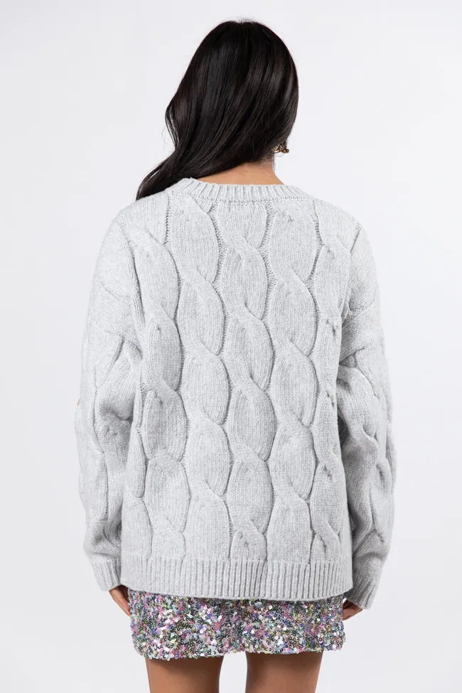Steer Me Right Grey Oversized Cable Knit Sweater FINAL SALE