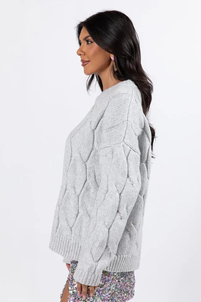 Steer Me Right Grey Oversized Cable Knit Sweater FINAL SALE