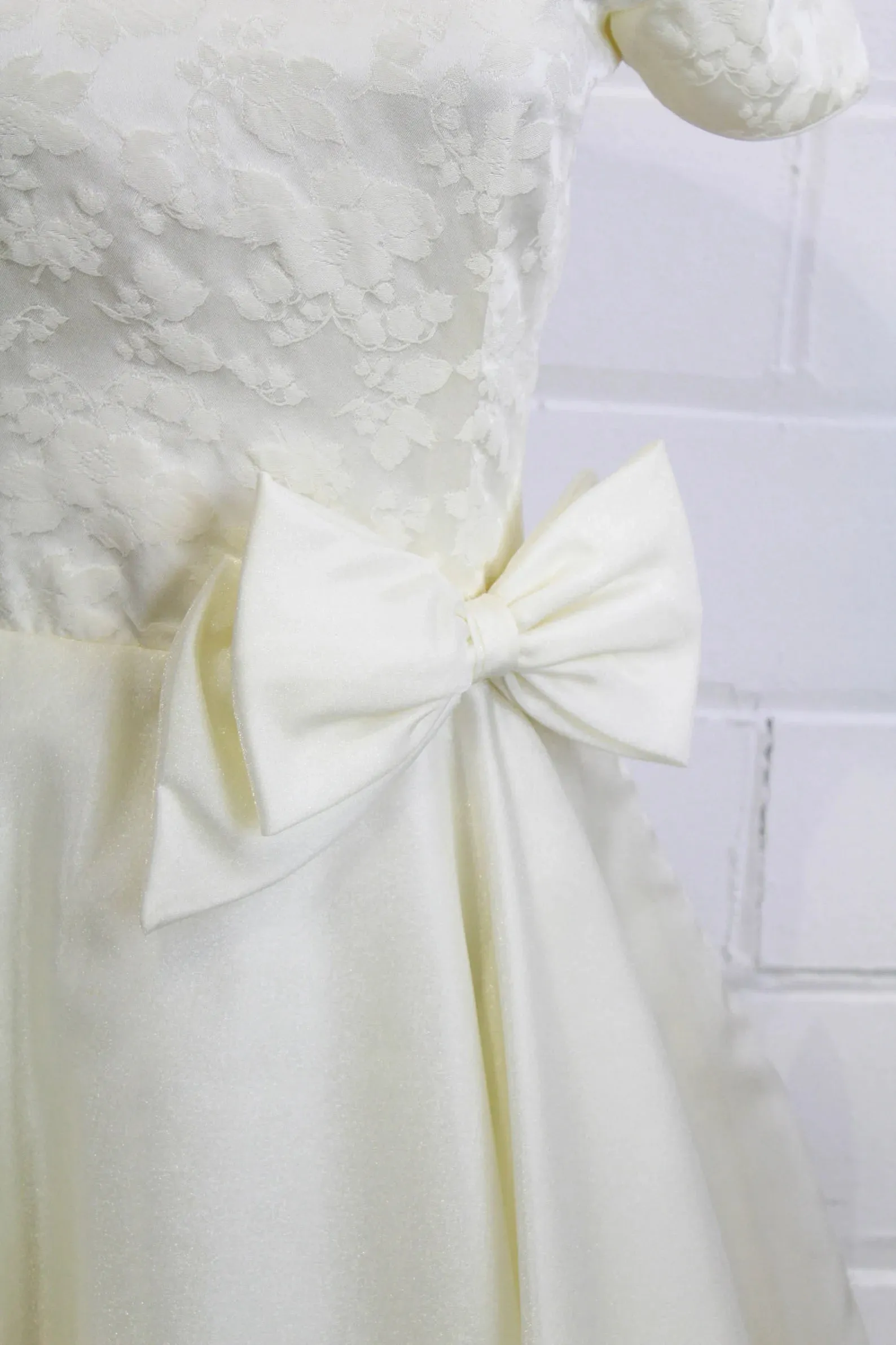 Vintage 90s does 50s White Formal Dress/ Sparkly Organza Wedding Dress, Small