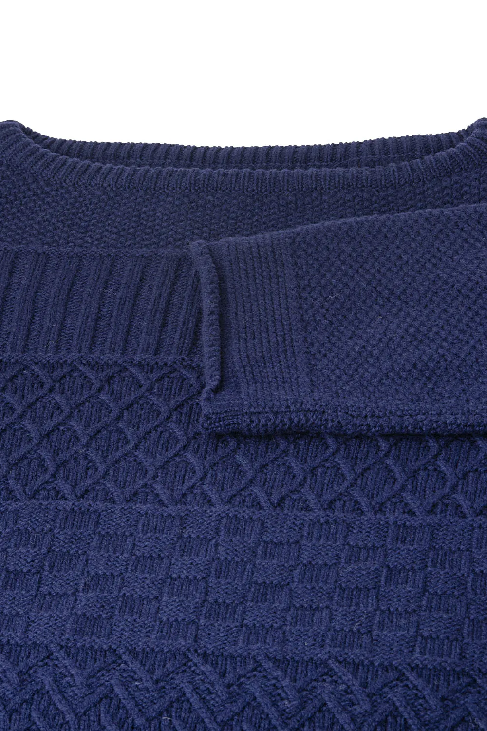 Womens Geelong Superfine Lambswool "Boathouse" Gansey Jumper - Navy