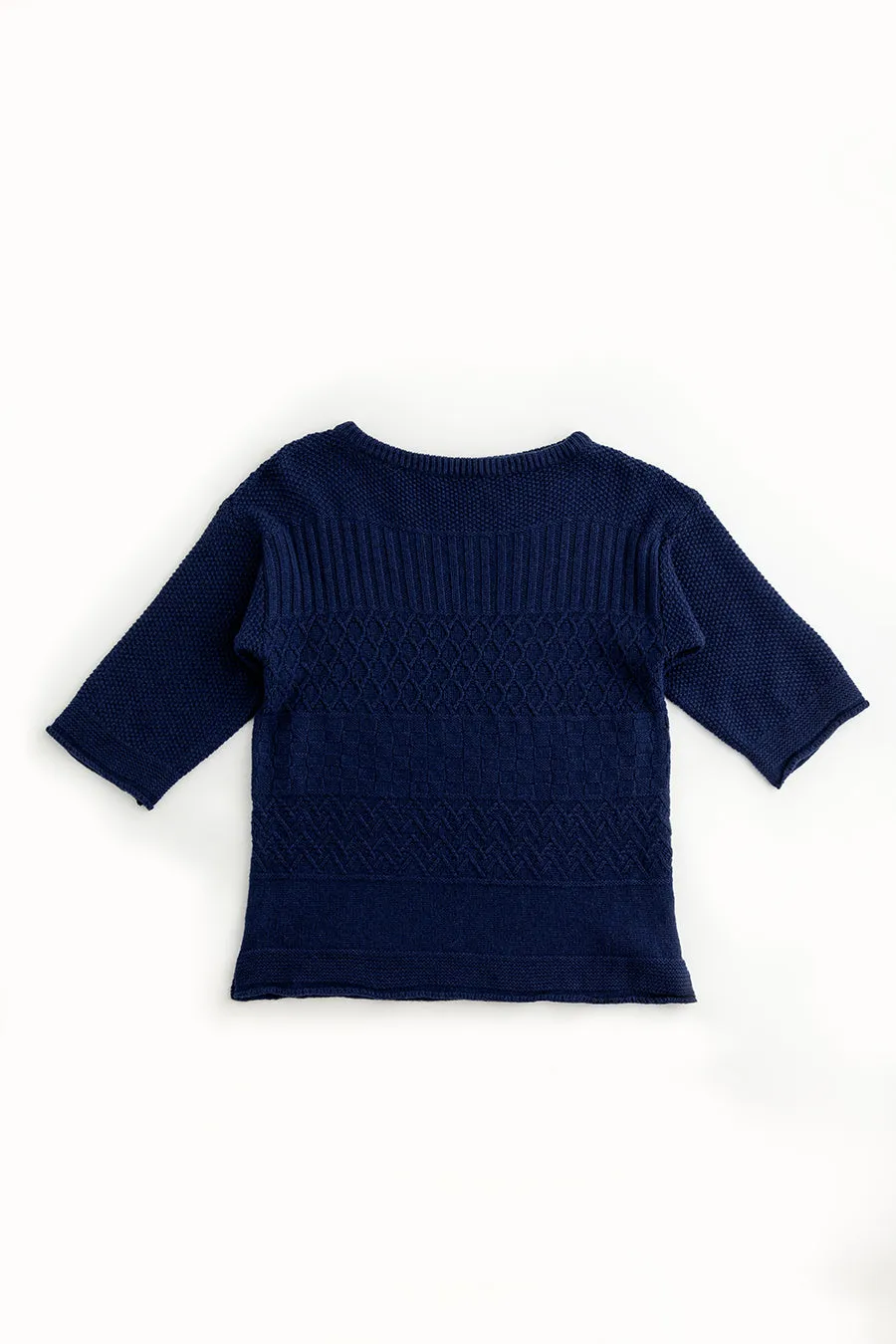 Womens Geelong Superfine Lambswool "Boathouse" Gansey Jumper - Navy