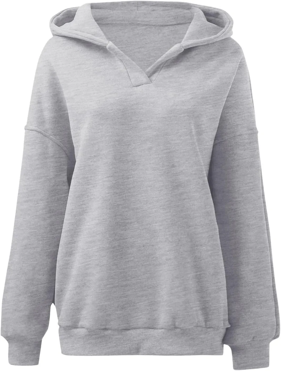Womens Oversized Hoodies V Neck Sweatshirts Casual Oversized Long Sleeve Fleece Tops Comfy Preppy Hooded Pullovers